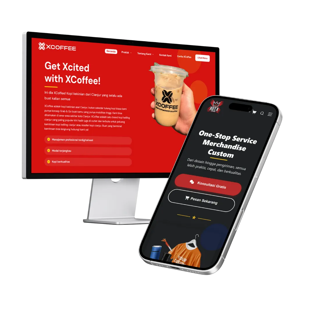 Contoh mockup website profesional yang dibuat oleh Vetencode