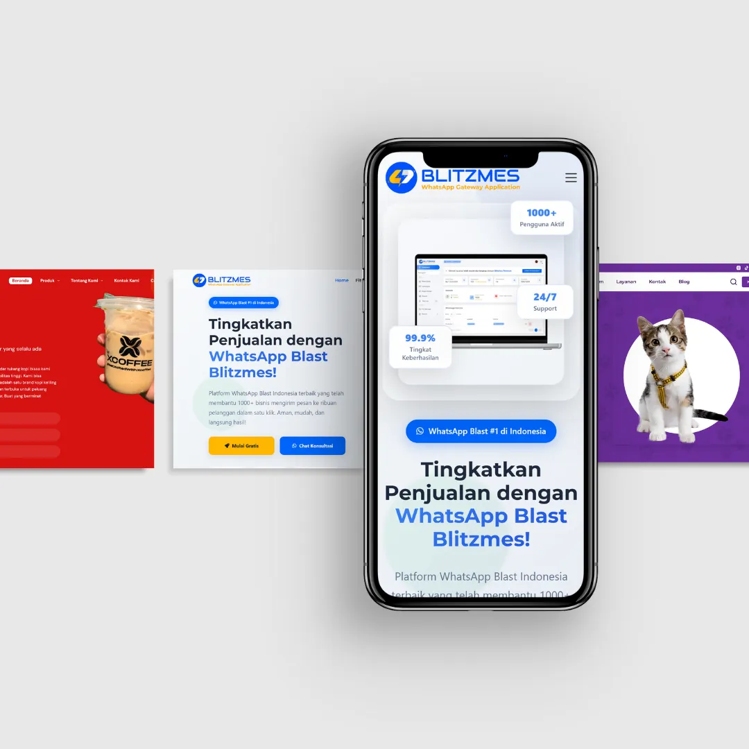 Contoh tampilan website profesional di laptop dan smartphone